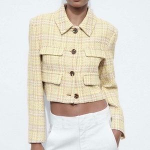 Zara Cropped Textured Blazer, Size Medium